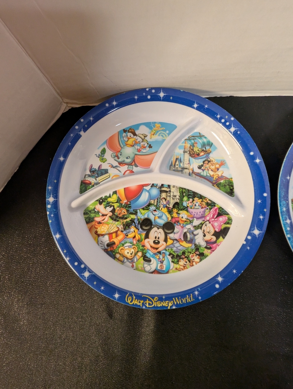 Walt Disney World Parks Souvenir Divided Plate Mickey Dumbo ~ 10" SET LOT OF 2 - Picture 2 of 11